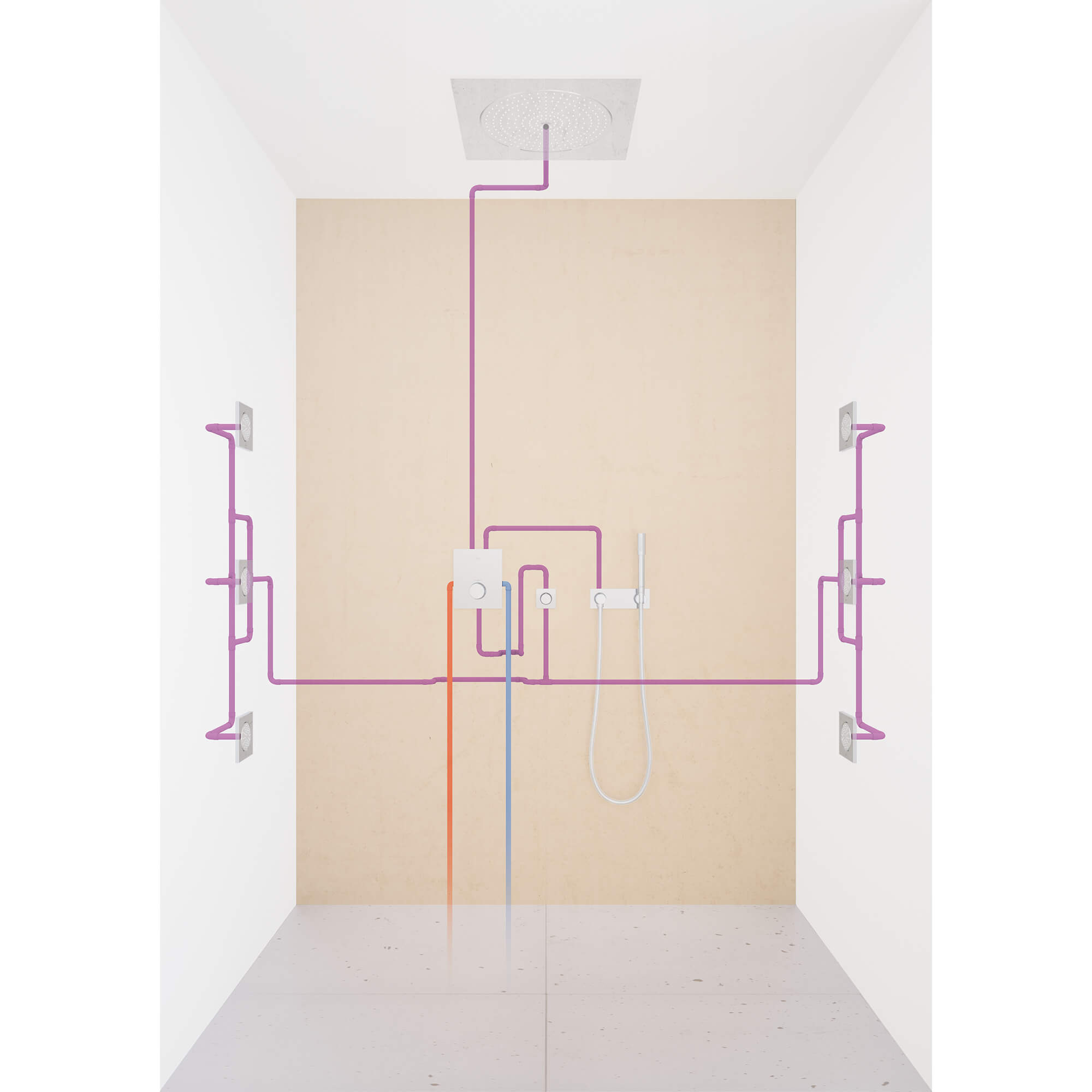 Wall Union With Integrated Hand Shower Holder